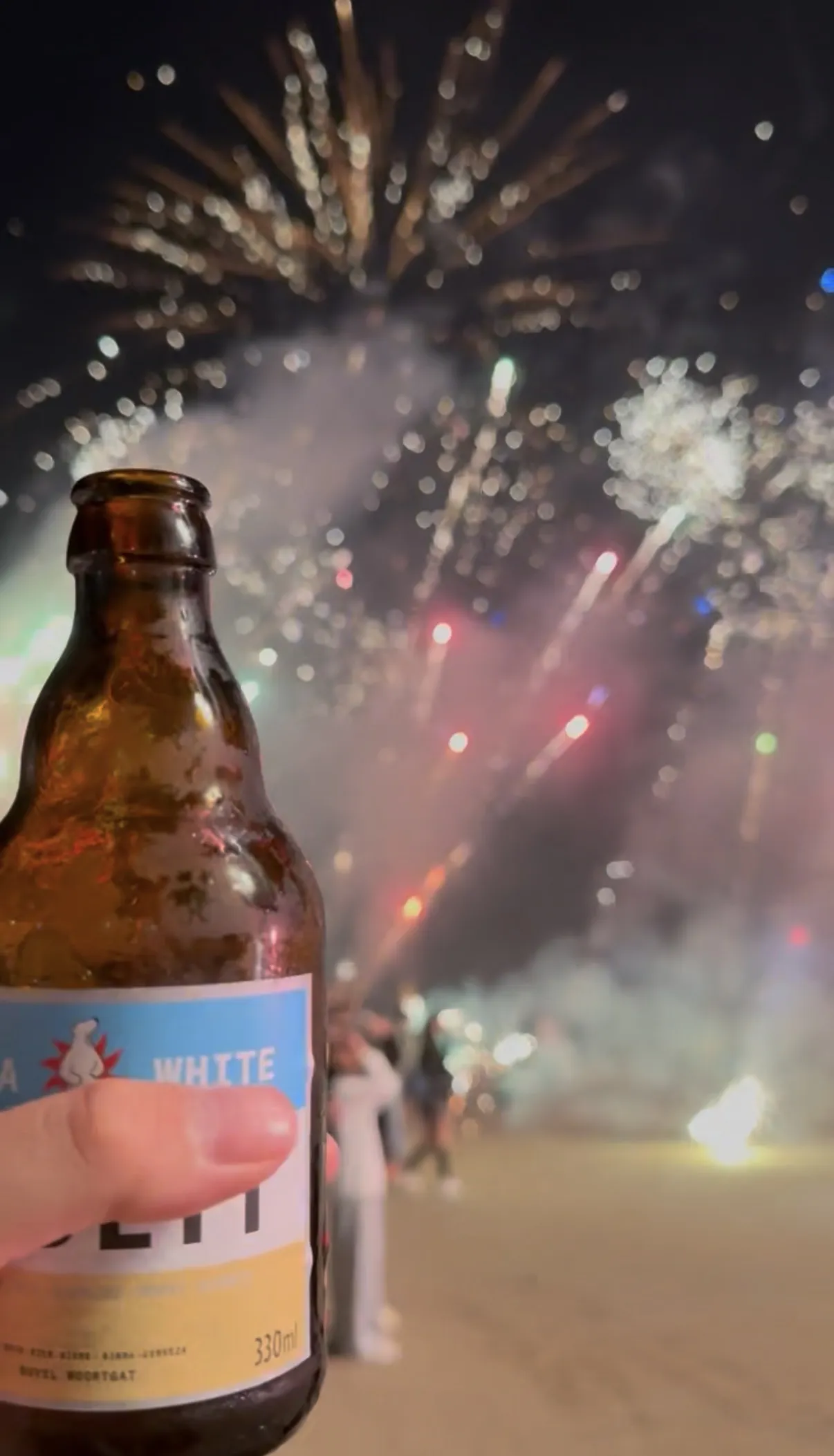 石梅湾海边的烟花和酒